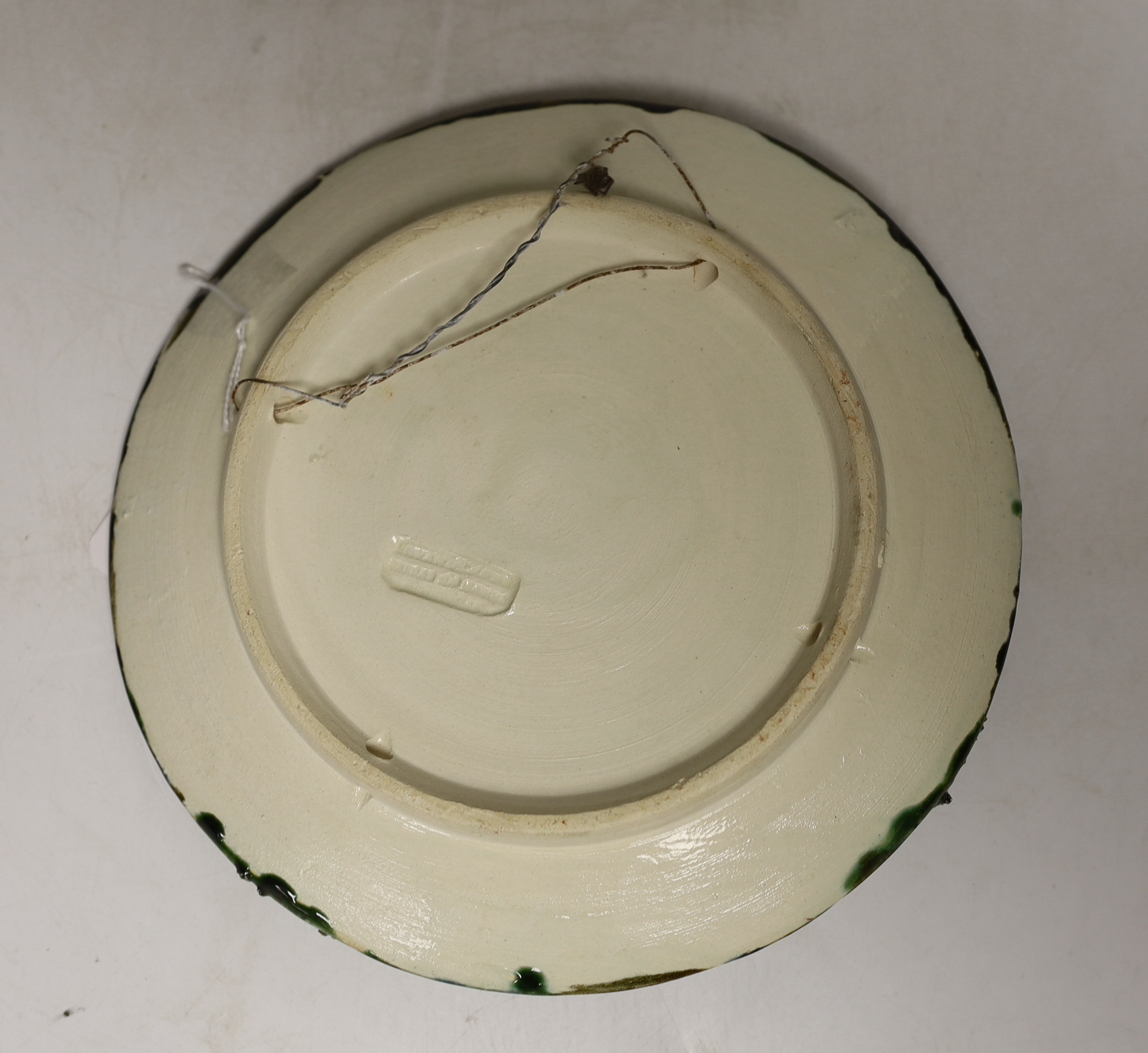 A Caldas Da Rainha Pallisy type dish, indistinct stamp to reverse, 23cm
